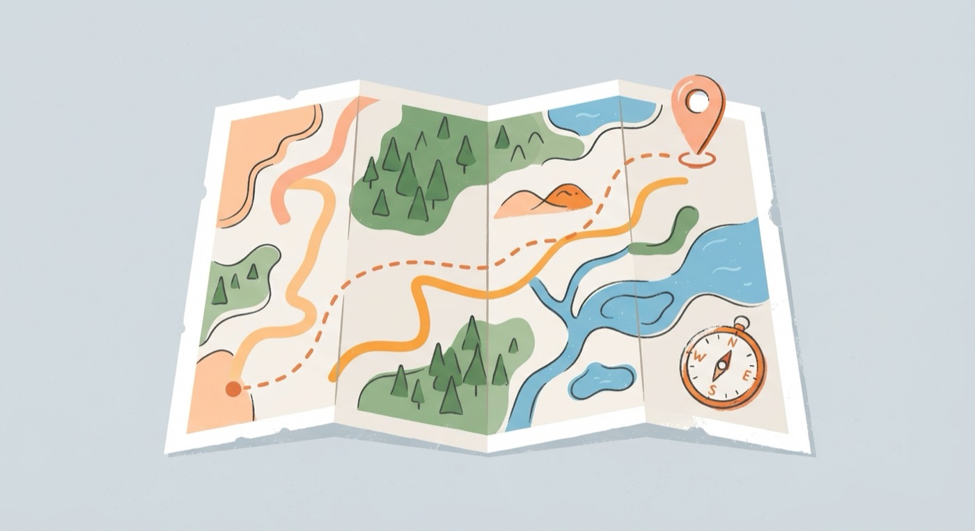 Flutter Map interface displaying location tracking and route navigation