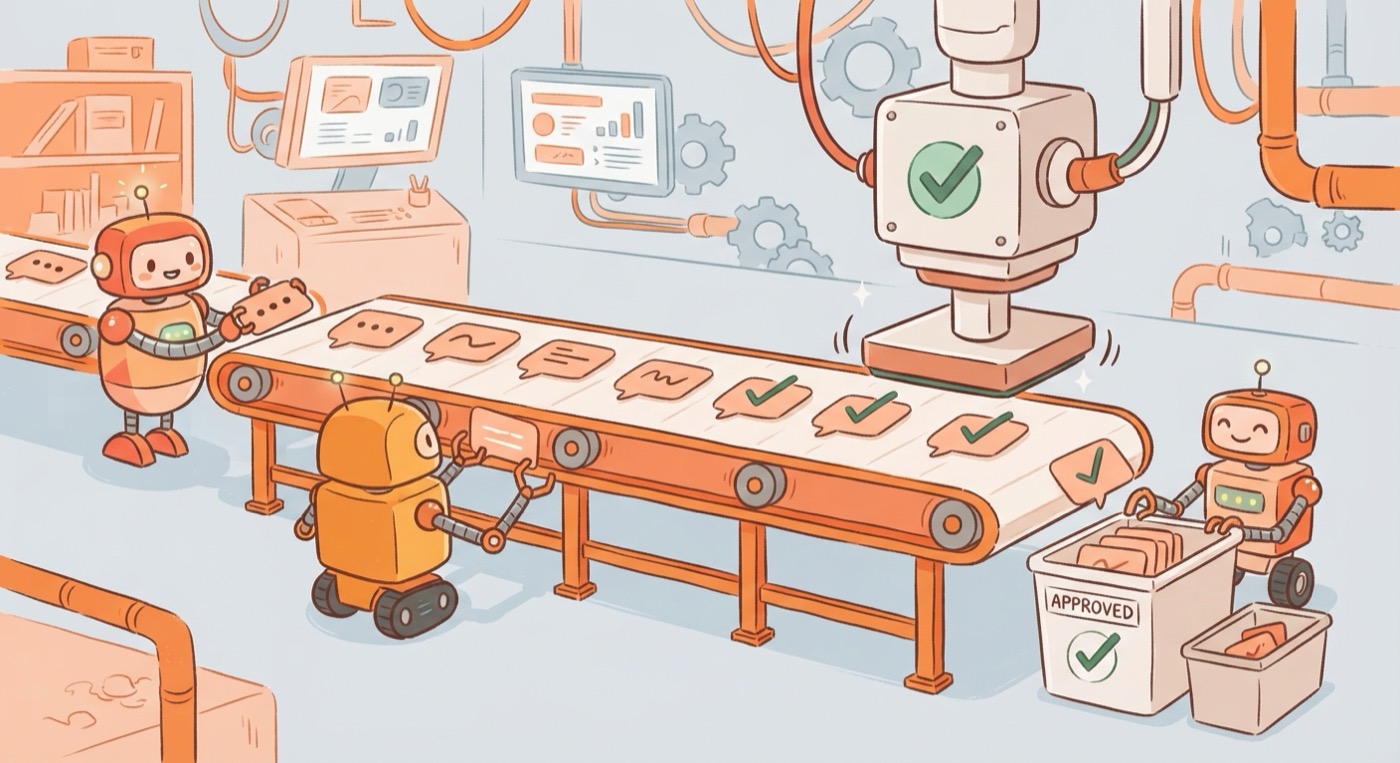 Affiliate Threads Generator workflow connecting product research, AI content creation, human approval, and Threads publishing
